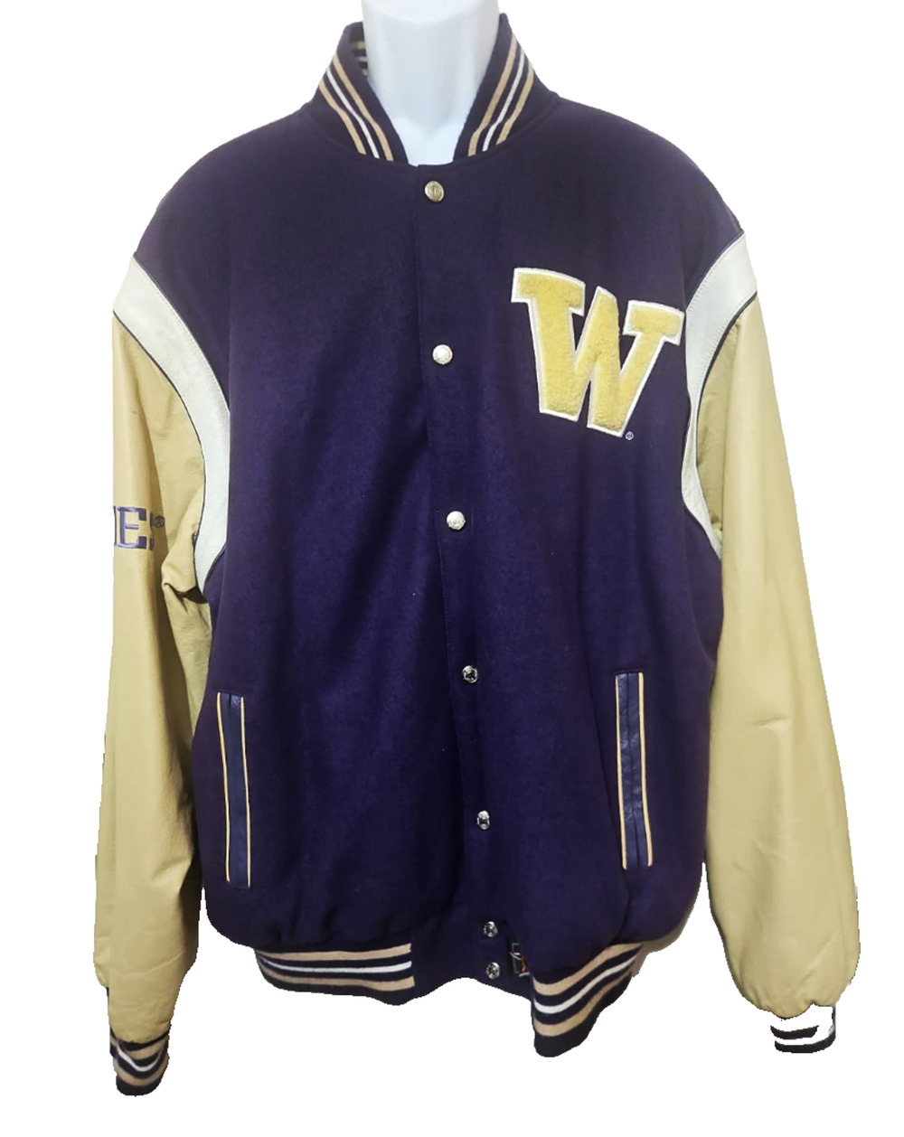 Washington Huskies REVERSIBLE Purple Varsity Wool Jacket JH DESIGNS XL ,Y2K